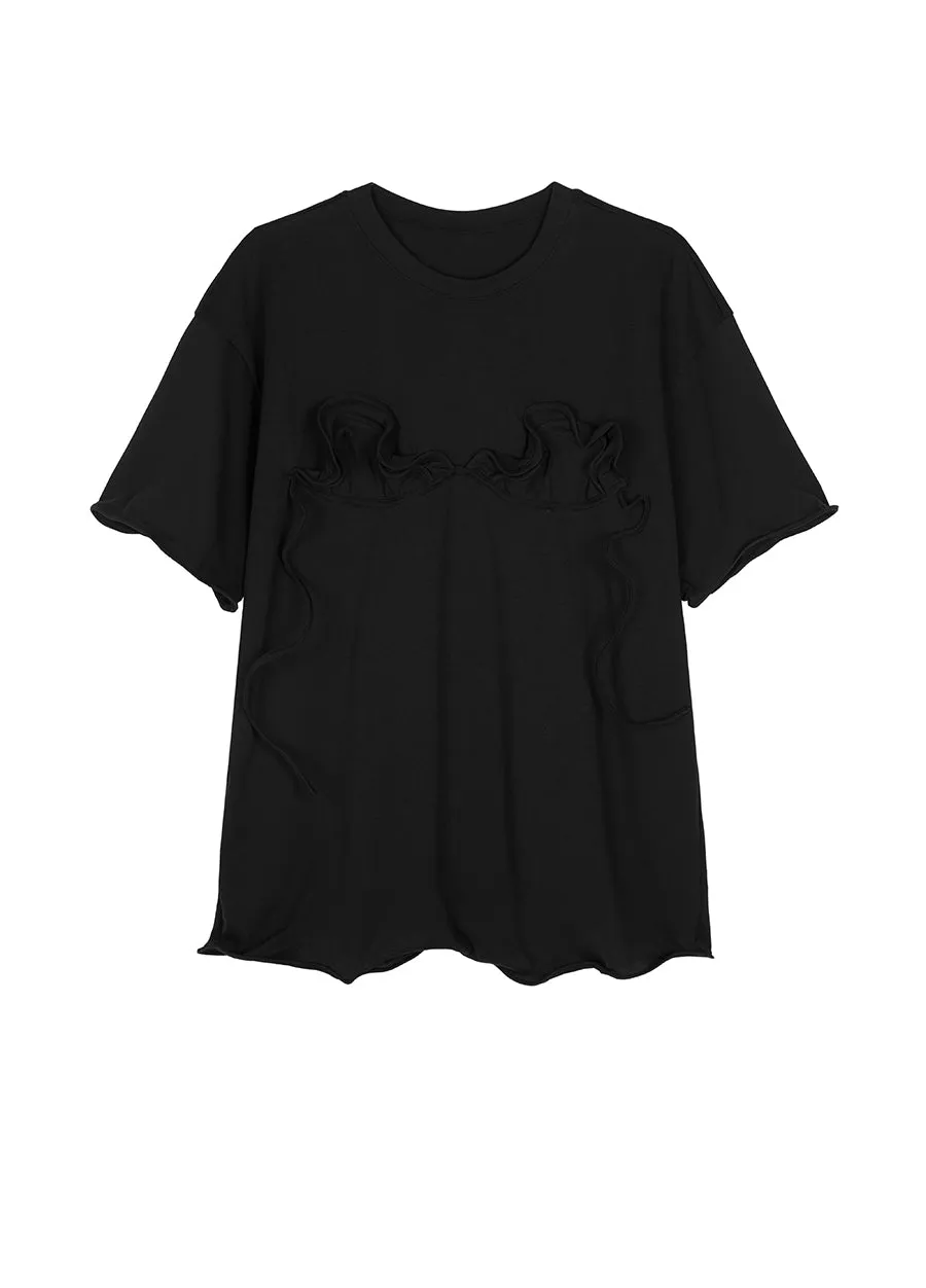 T-shirt /JNBY Drawstring Aluminum Wire Cotton T-shirt
