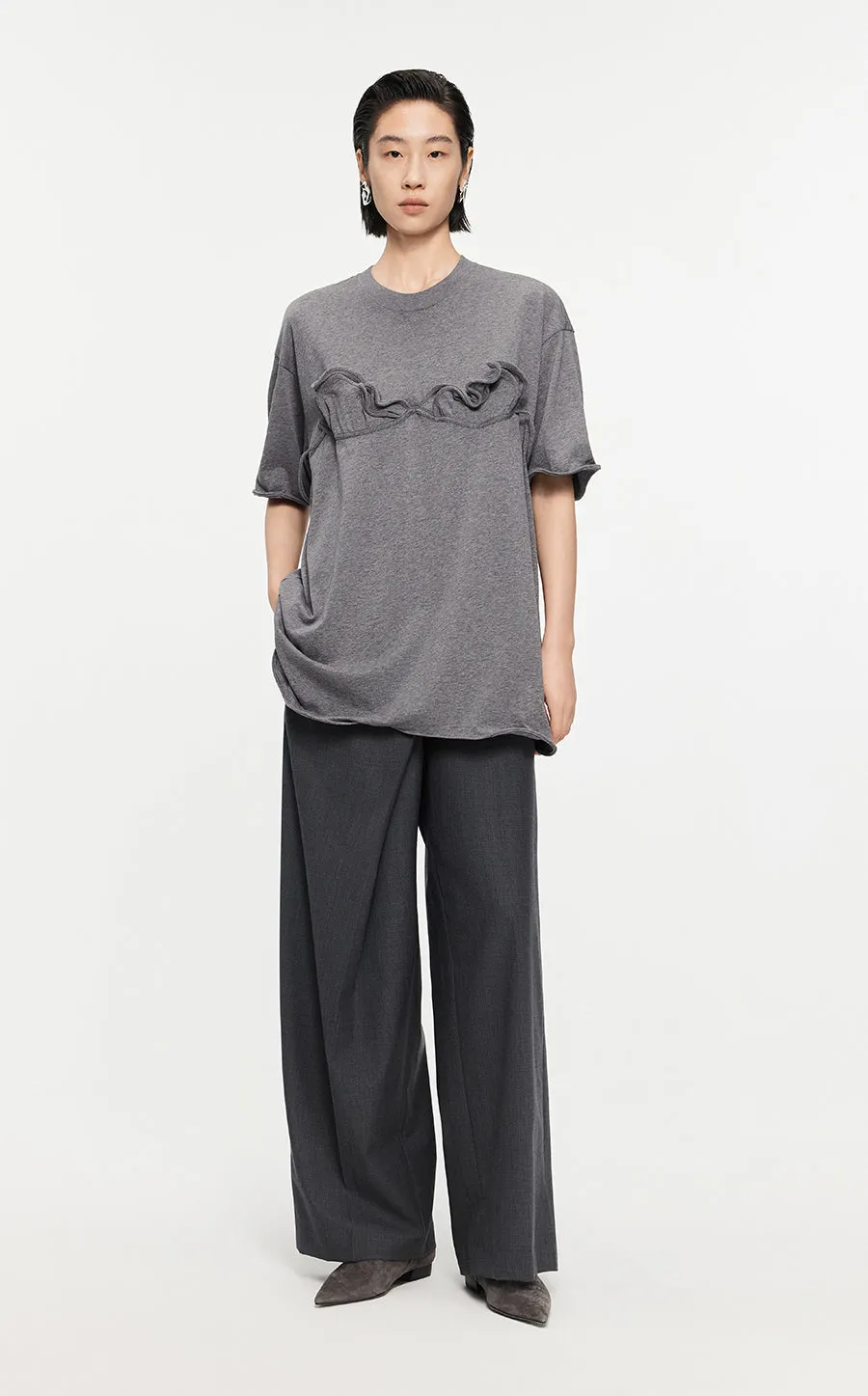 T-shirt /JNBY Drawstring Aluminum Wire Cotton T-shirt
