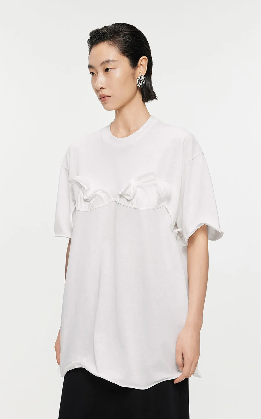 T-shirt /JNBY Drawstring Aluminum Wire Cotton T-shirt