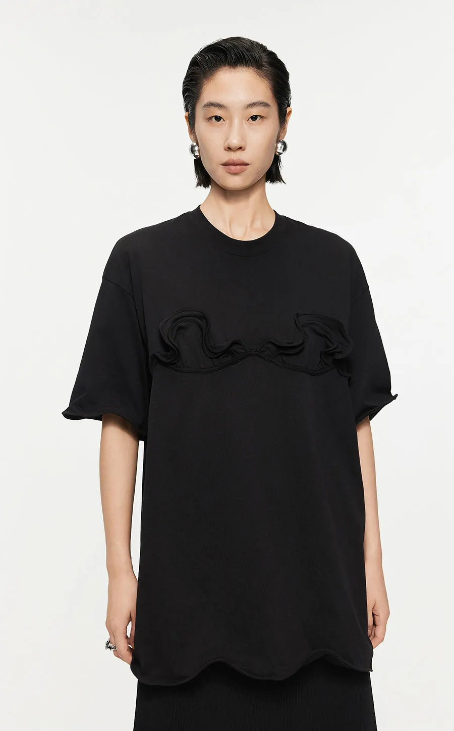 T-shirt /JNBY Drawstring Aluminum Wire Cotton T-shirt