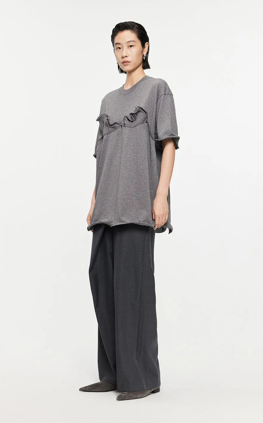 T-shirt /JNBY Drawstring Aluminum Wire Cotton T-shirt