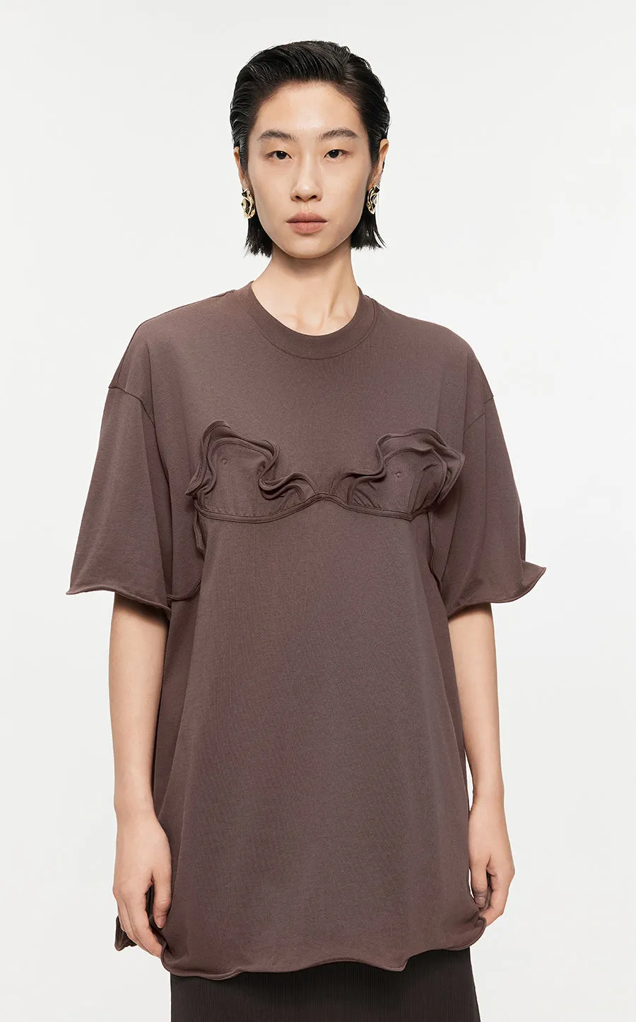 T-shirt /JNBY Drawstring Aluminum Wire Cotton T-shirt