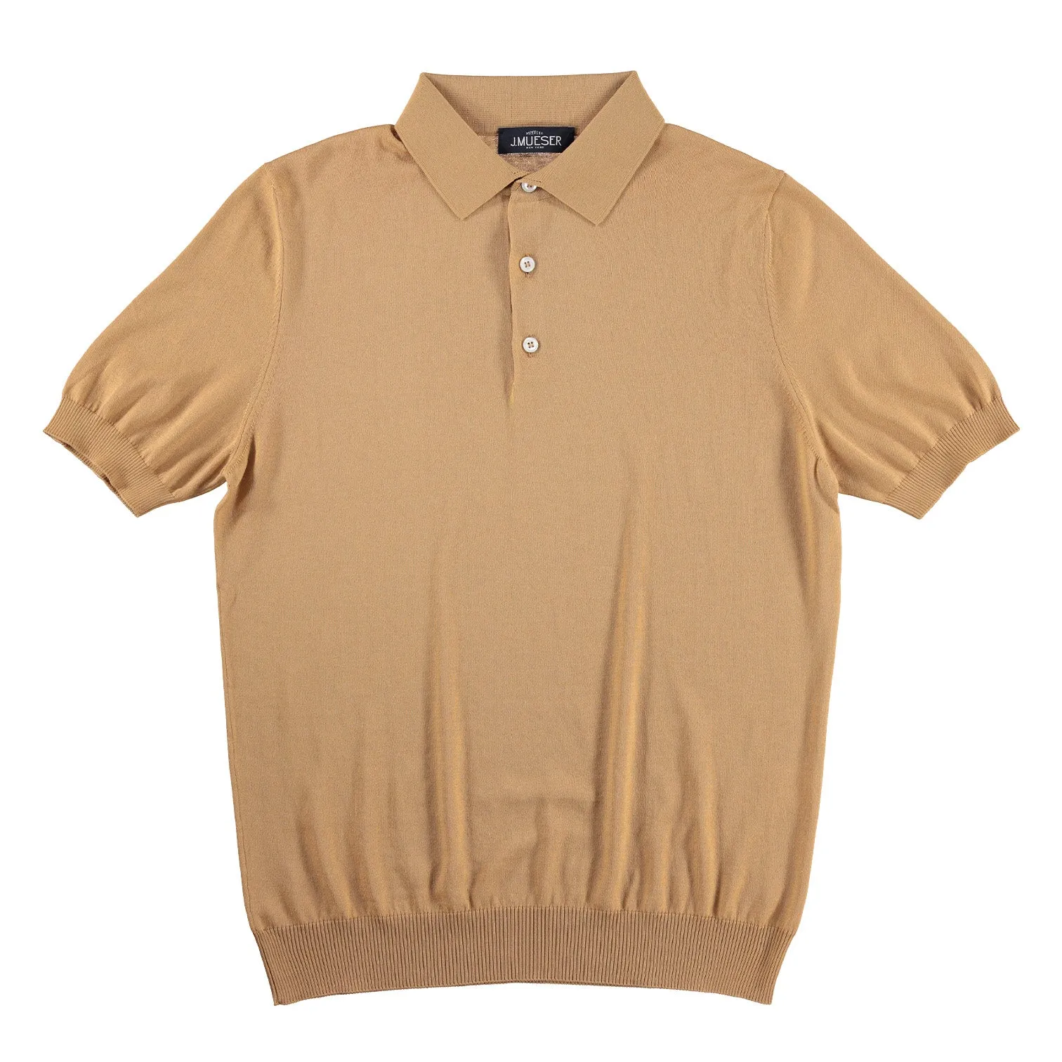 Tan Cotton Knit Polo