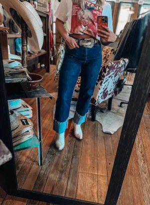 The Kawliga Wide Leg Cuffed Denim