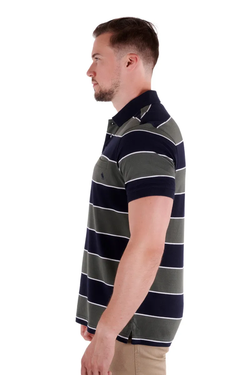 Thomas Cook Phoenix Tailored Short Sleeve Polo - Dark Green/Navy