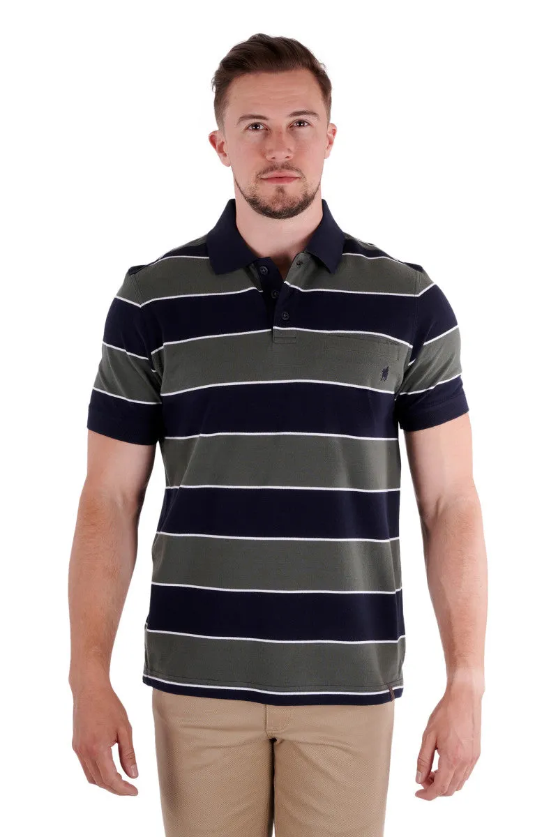 Thomas Cook Phoenix Tailored Short Sleeve Polo - Dark Green/Navy