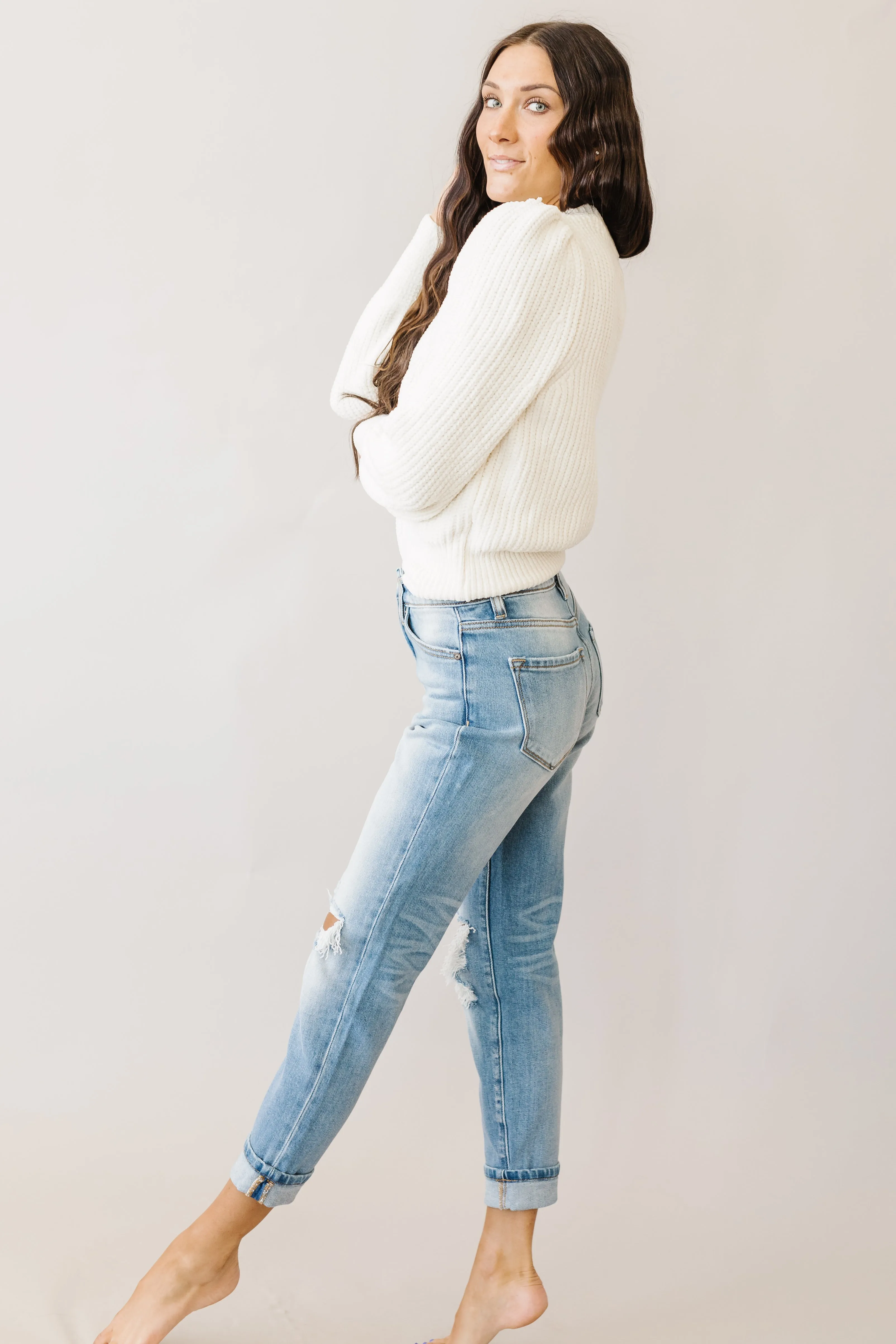 Too Much Love KanCan High Rise Relaxed Distressed Light Wash Jeans