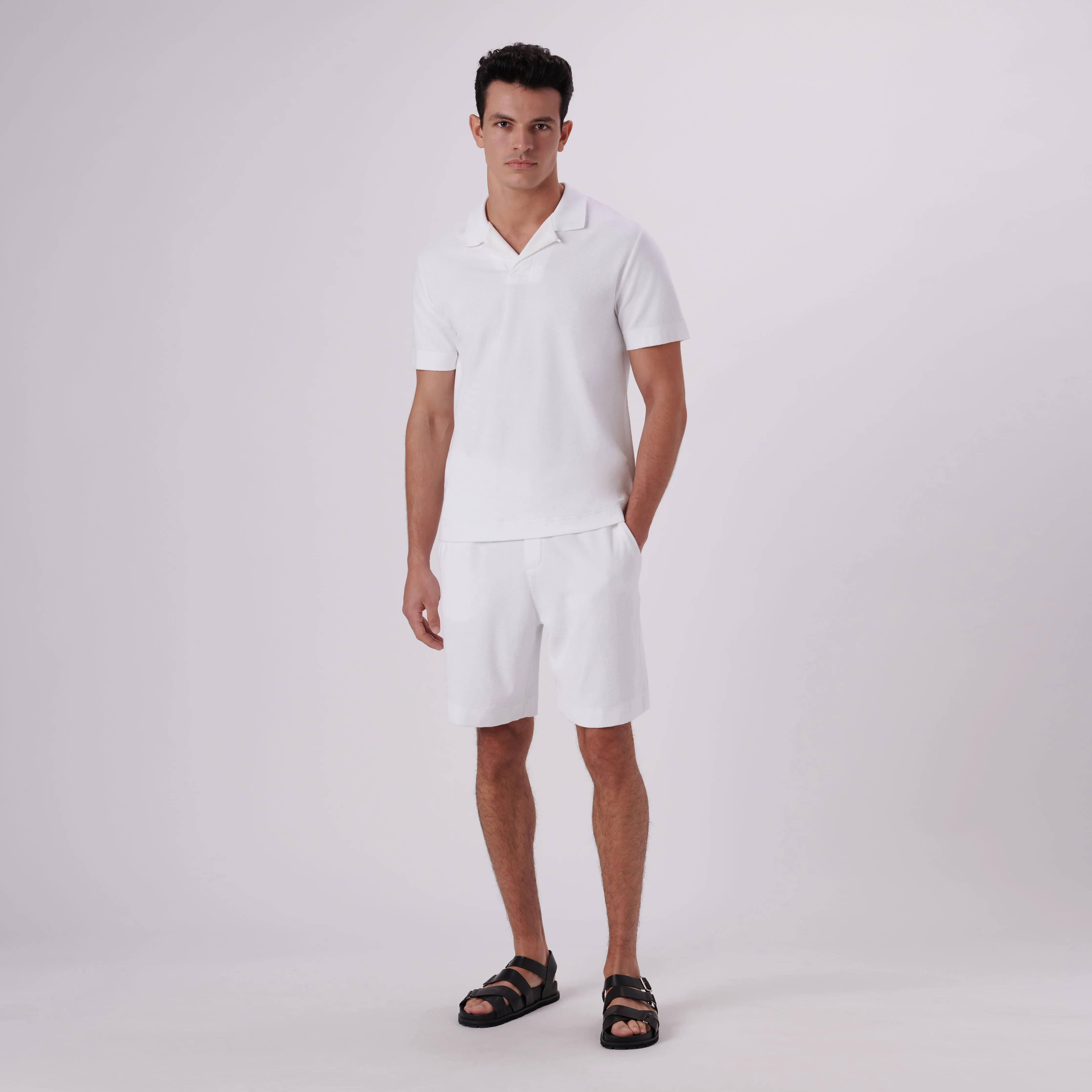 Towelling French Terry Johnny Collar Polo