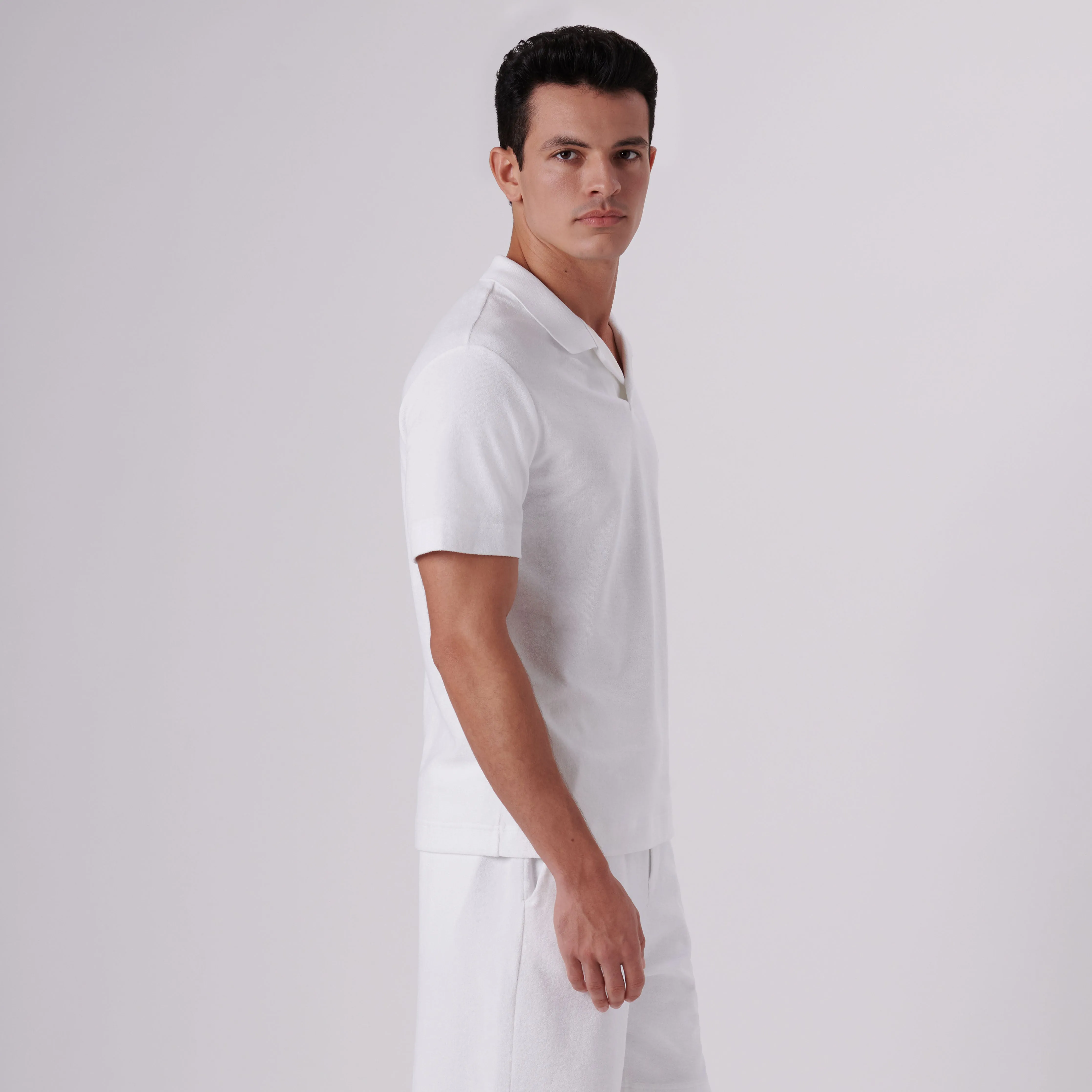 Towelling French Terry Johnny Collar Polo