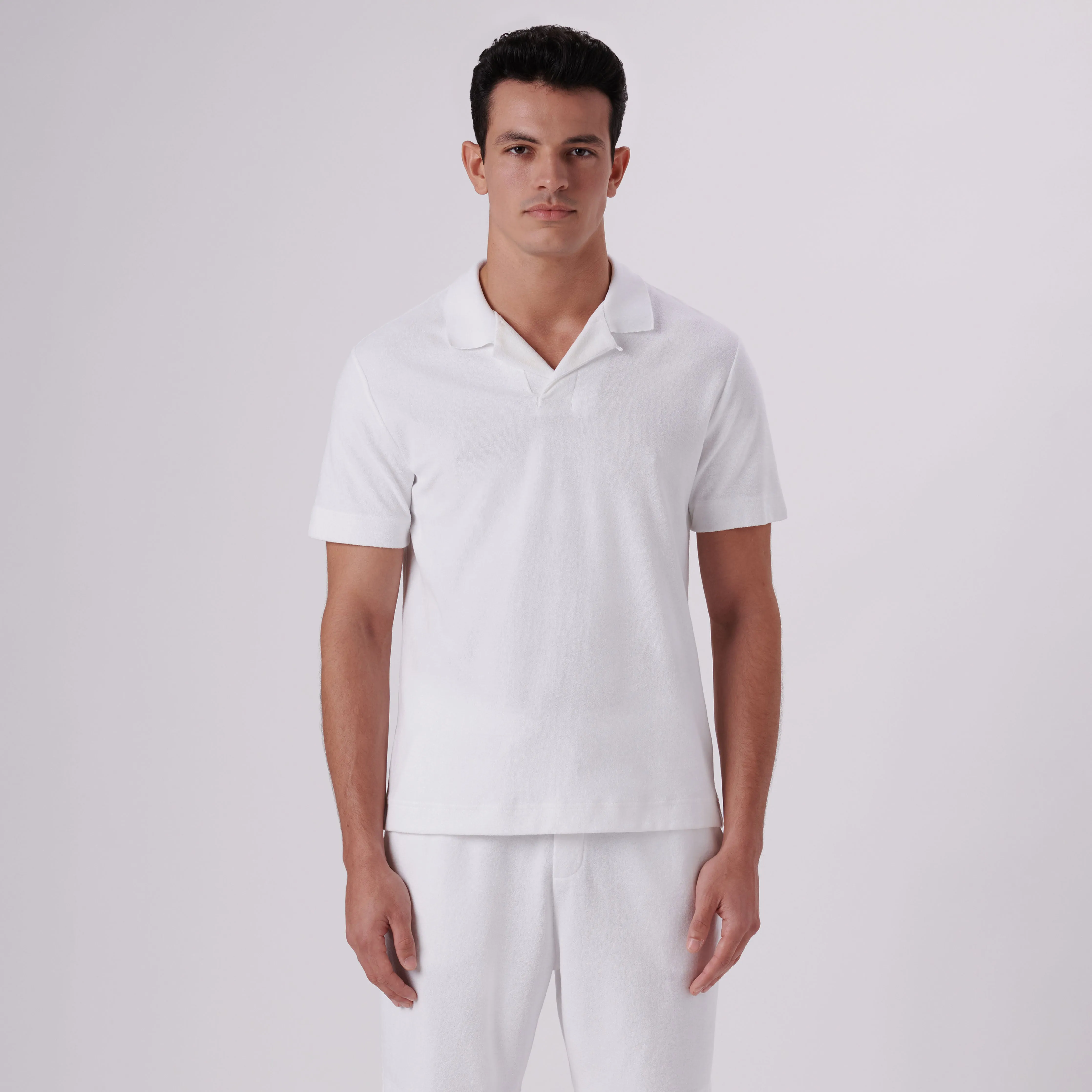 Towelling French Terry Johnny Collar Polo