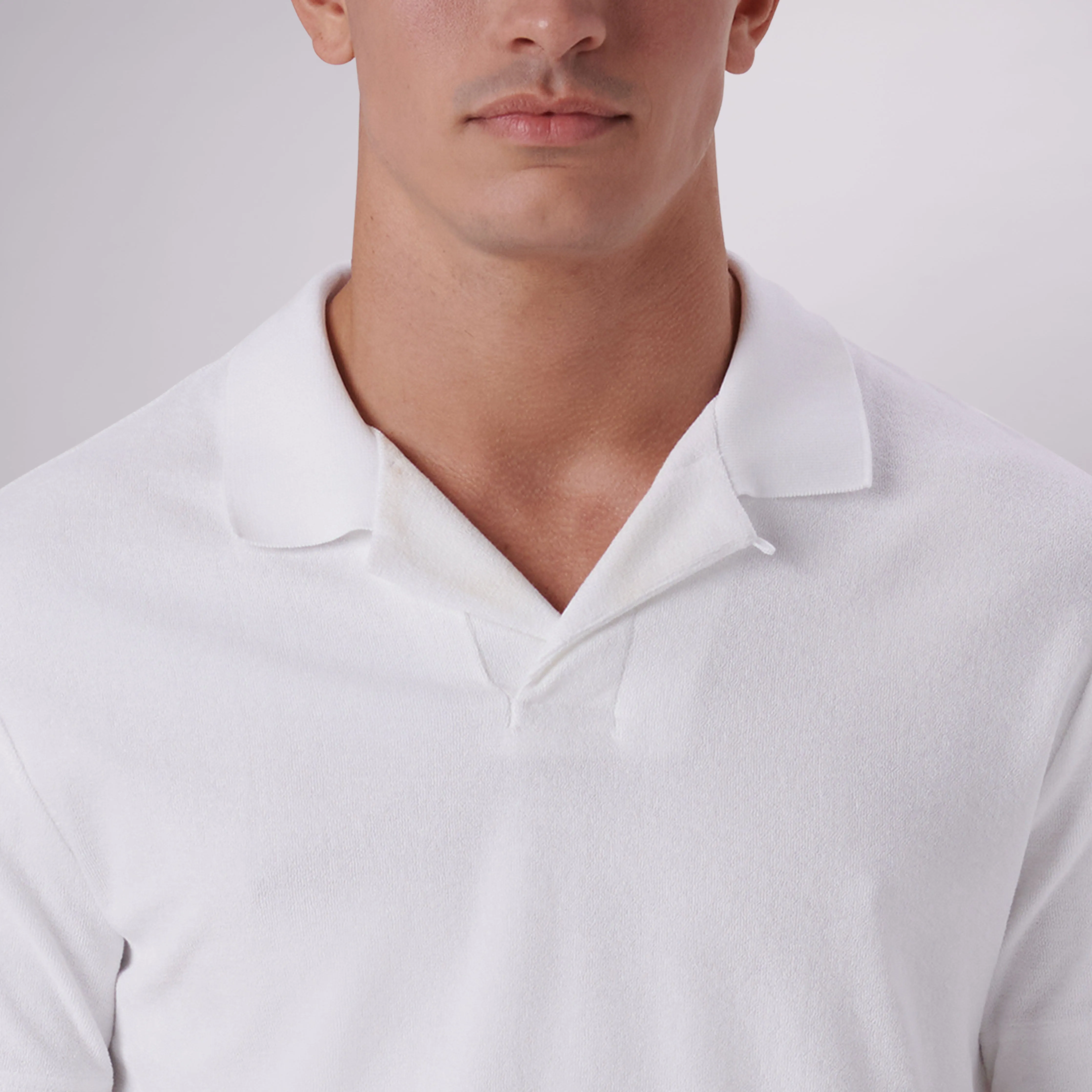 Towelling French Terry Johnny Collar Polo