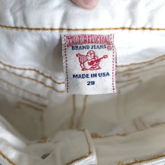 True Religion Y2K Keira Studded Embellished White Denim Short Shorts Womens 8/29