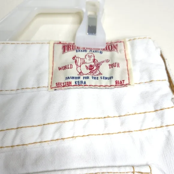True Religion Y2K Keira Studded Embellished White Denim Short Shorts Womens 8/29