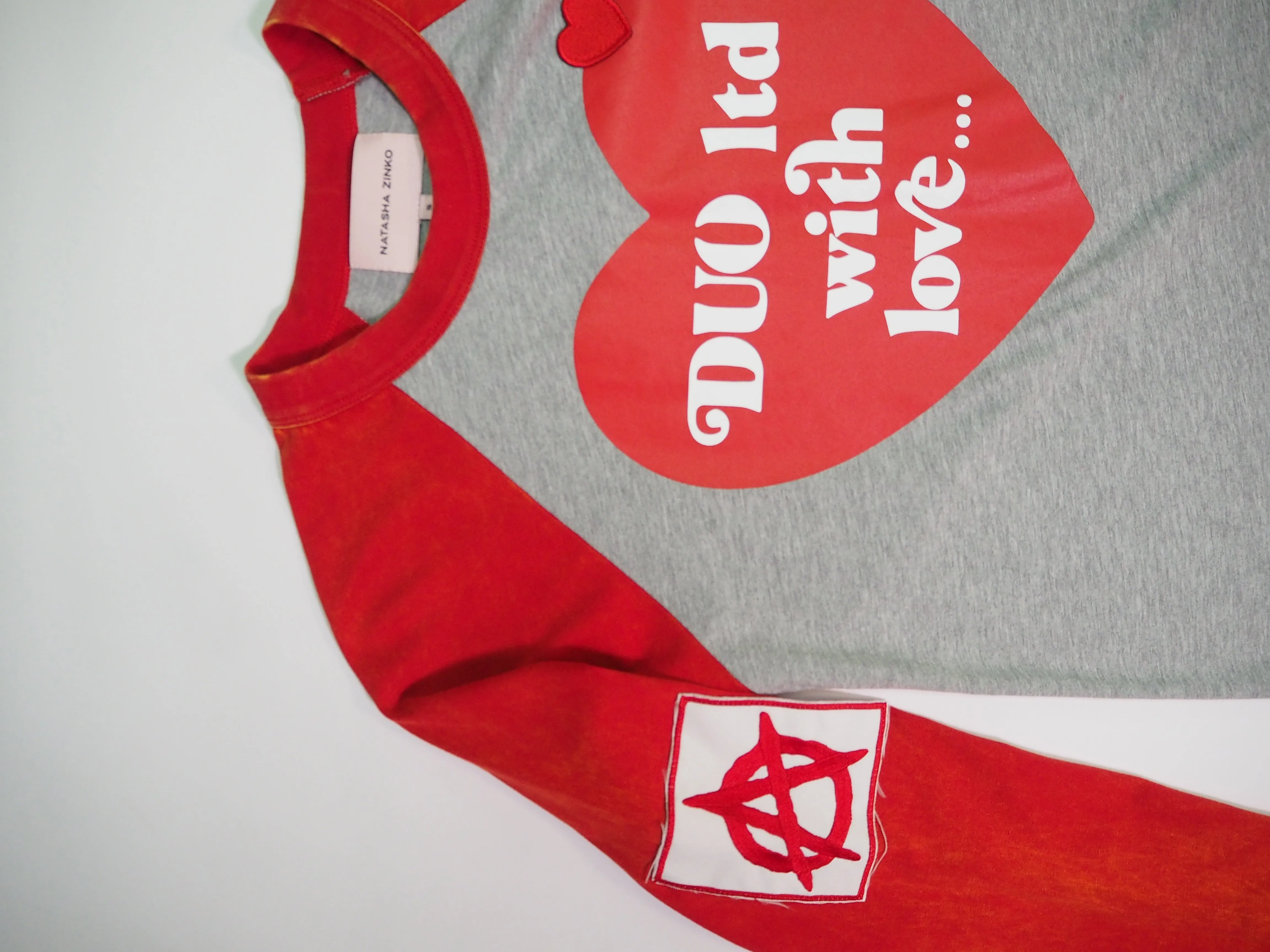 Upcycled Heart-print Reglan T-shirt