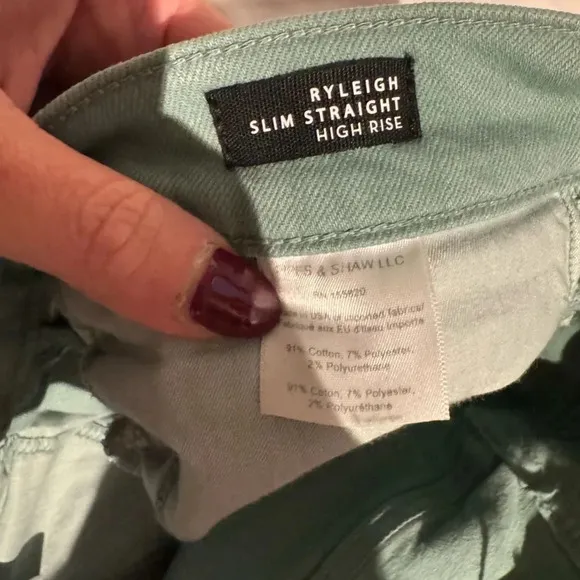 Veronica Beard Jeans Ryleigh Slim Straight High Rise Teal Size 29/8