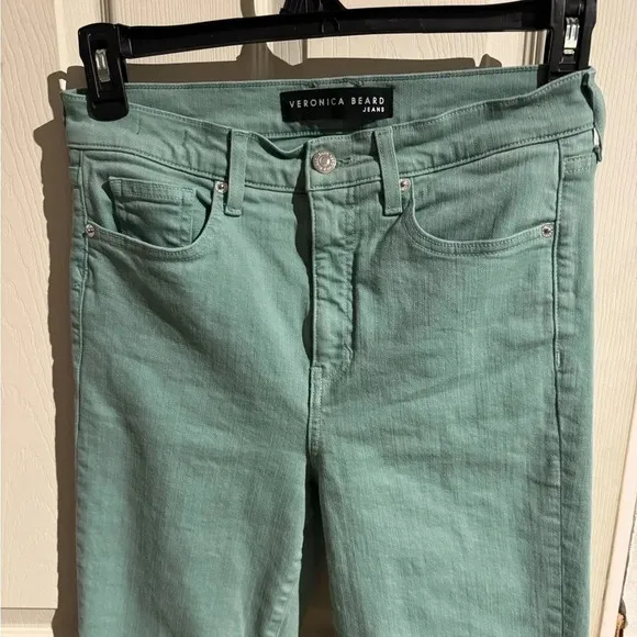 Veronica Beard Jeans Ryleigh Slim Straight High Rise Teal Size 29/8