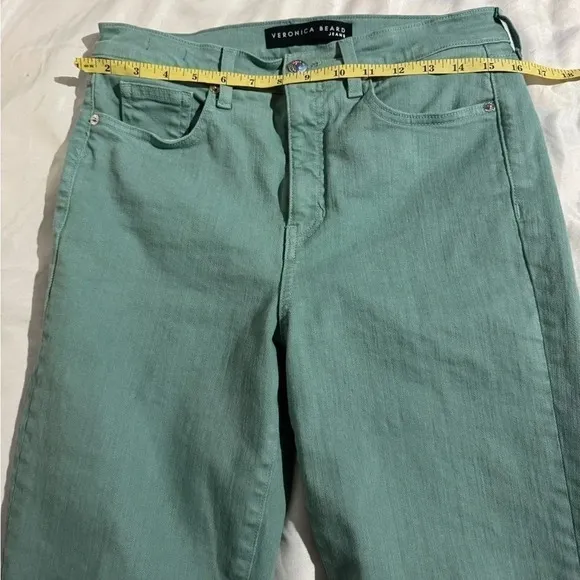 Veronica Beard Jeans Ryleigh Slim Straight High Rise Teal Size 29/8