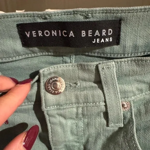 Veronica Beard Jeans Ryleigh Slim Straight High Rise Teal Size 29/8