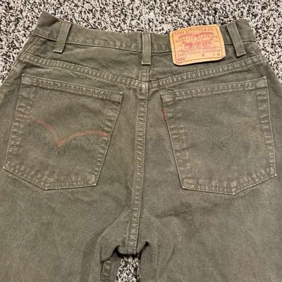 Vintage Levi 550 Green Denim Straight Leg Jeans 28”