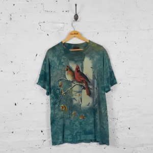 Vintage Tie Dye Robin T-shirt - Green - L