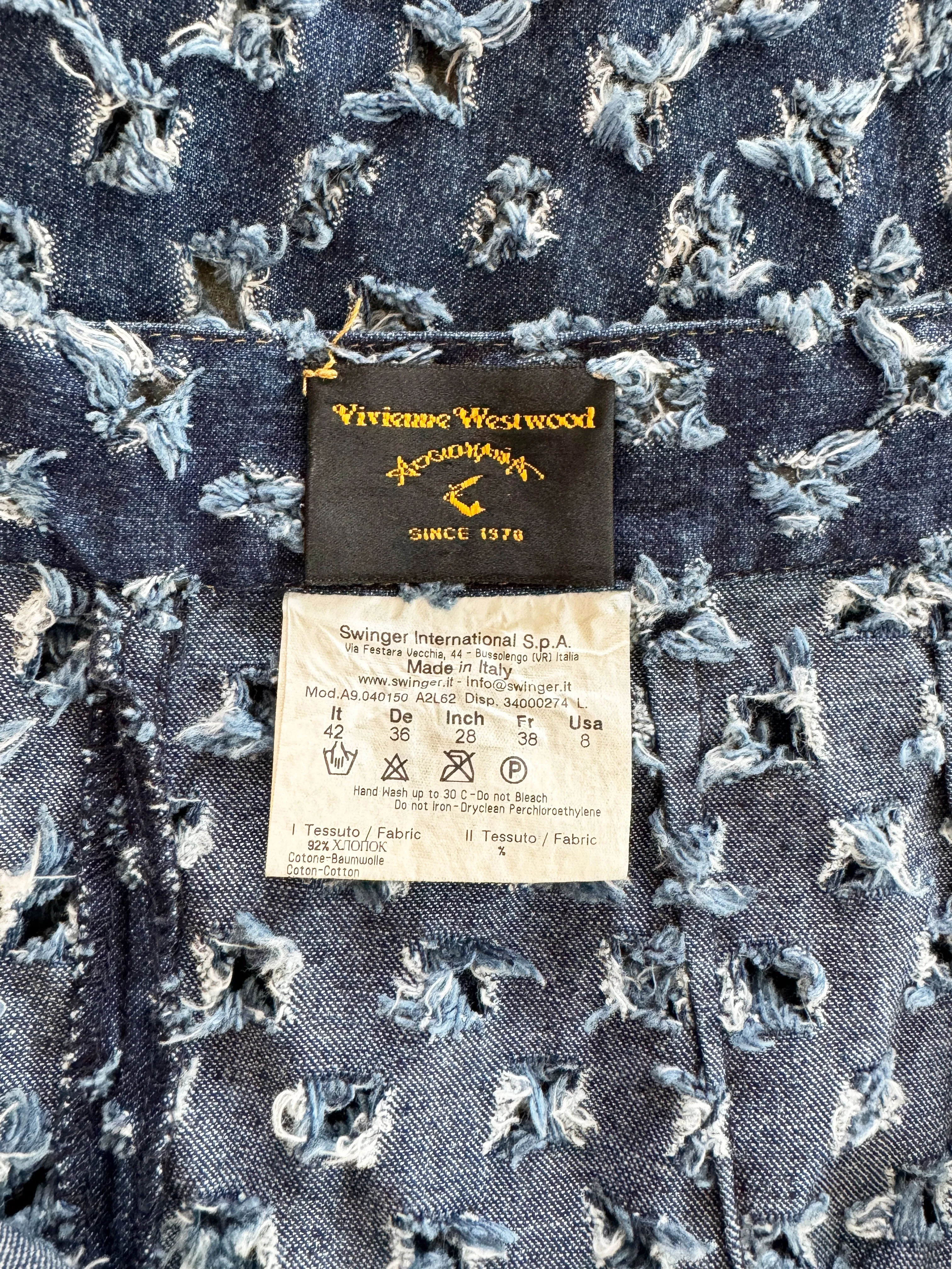 Vivienne Westwood Anglomania 1998 Cut Slash Denim Skirt Suit