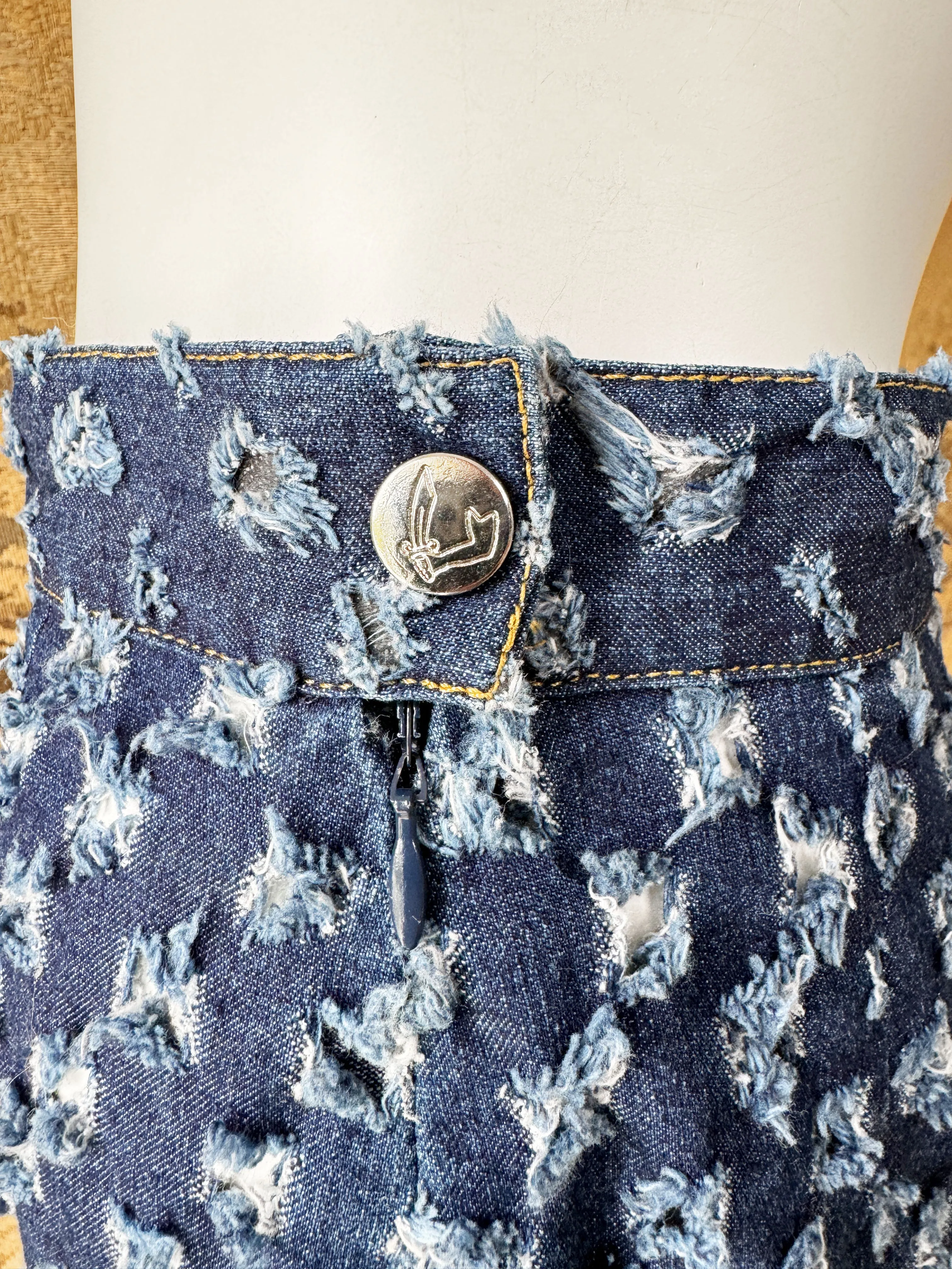 Vivienne Westwood Anglomania 1998 Cut Slash Denim Skirt Suit