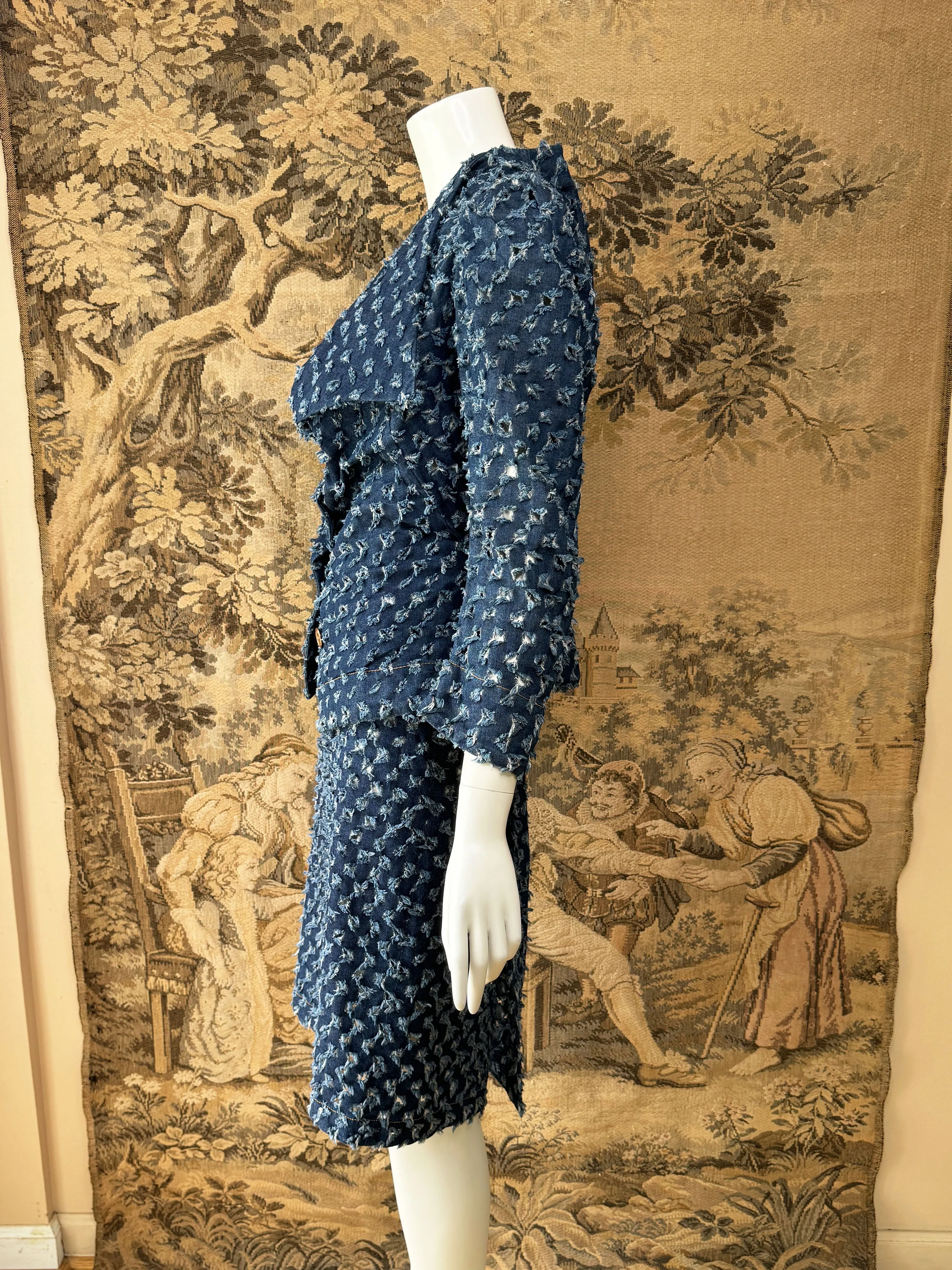 Vivienne Westwood Anglomania 1998 Cut Slash Denim Skirt Suit