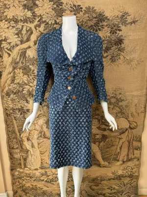 Vivienne Westwood Anglomania 1998 Cut Slash Denim Skirt Suit