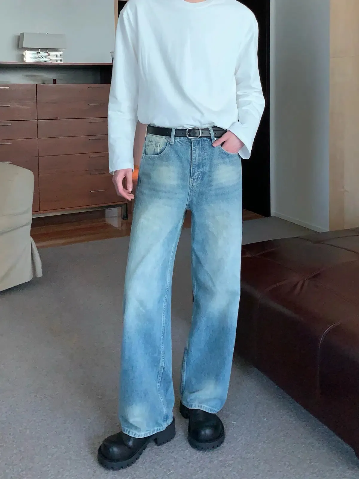 Washed Straight-leg Jeans