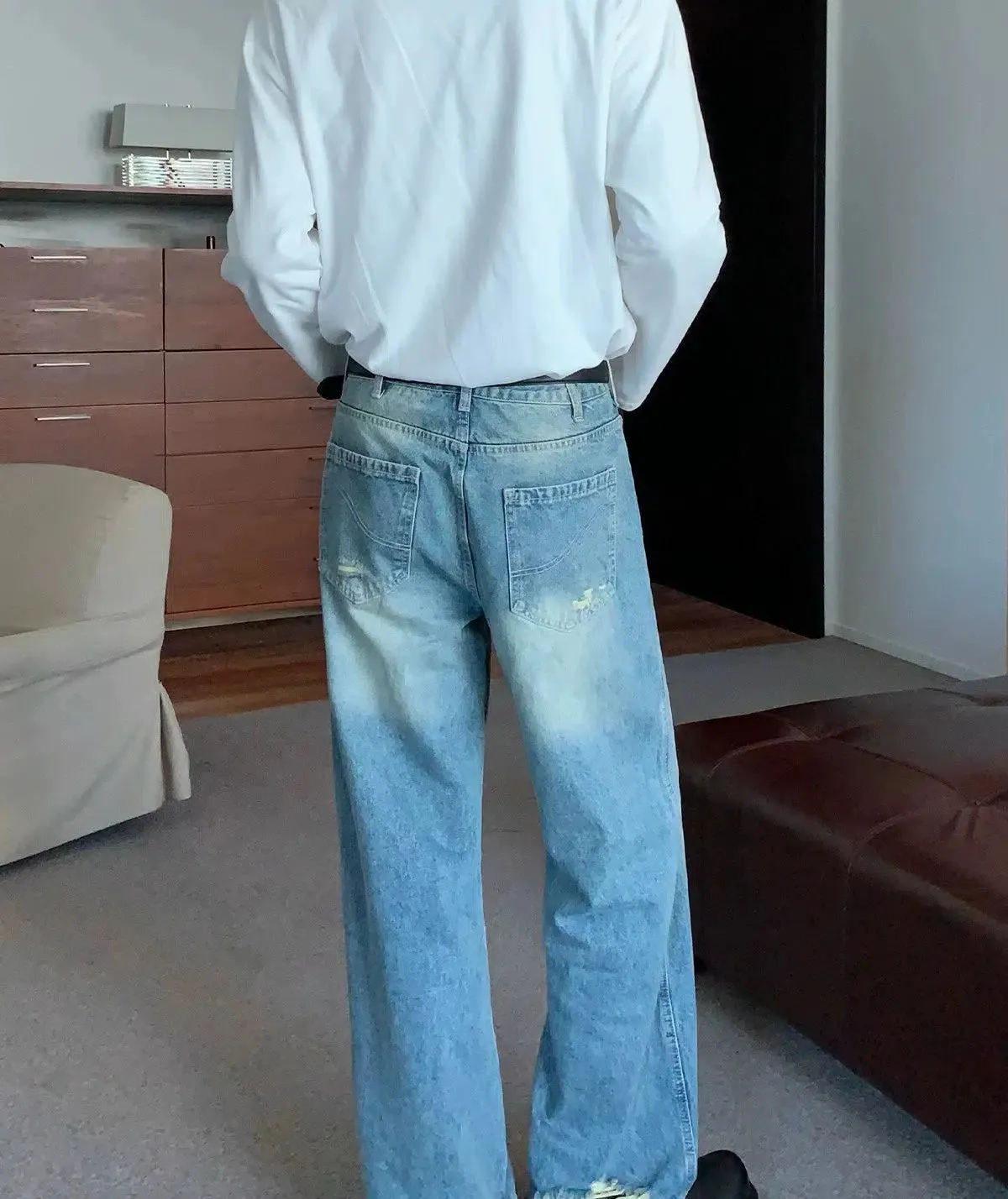 Washed Straight-leg Jeans