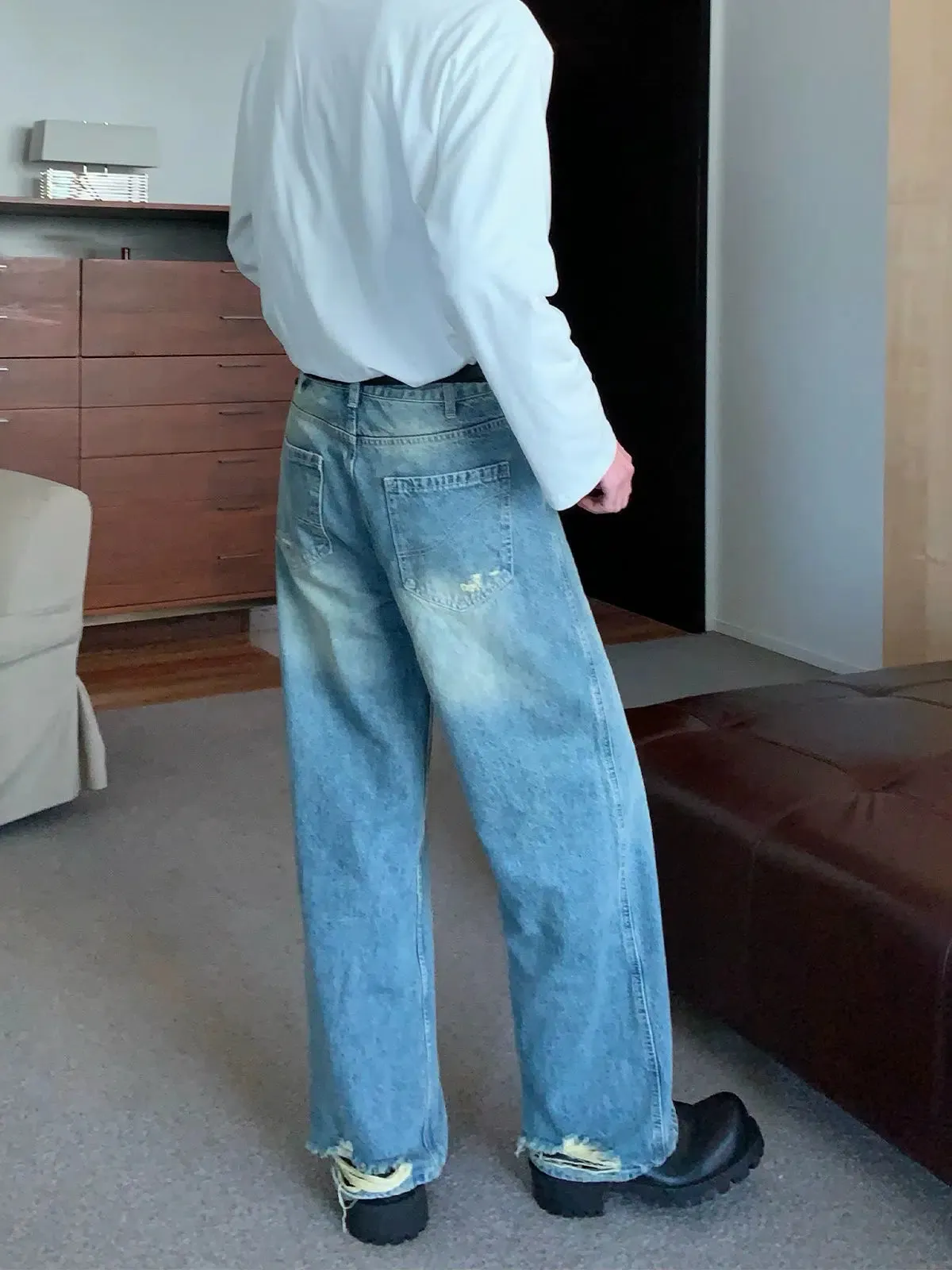 Washed Straight-leg Jeans