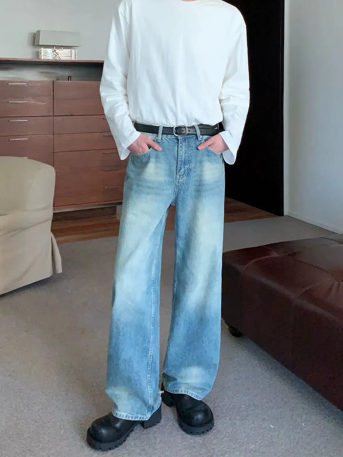 Washed Straight-leg Jeans