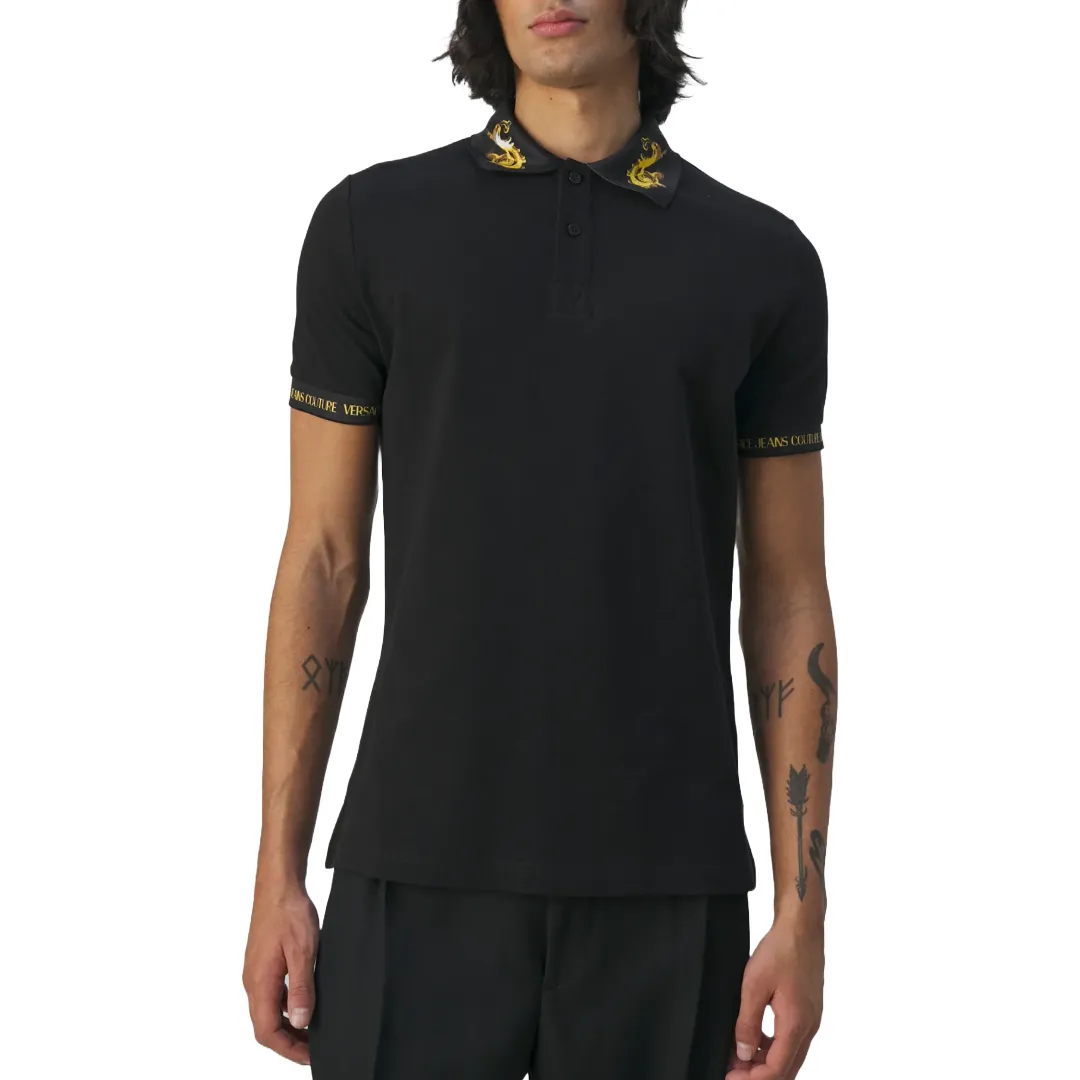 WATERCOLOR COLLAR COTTON T-SHIRT BLACK