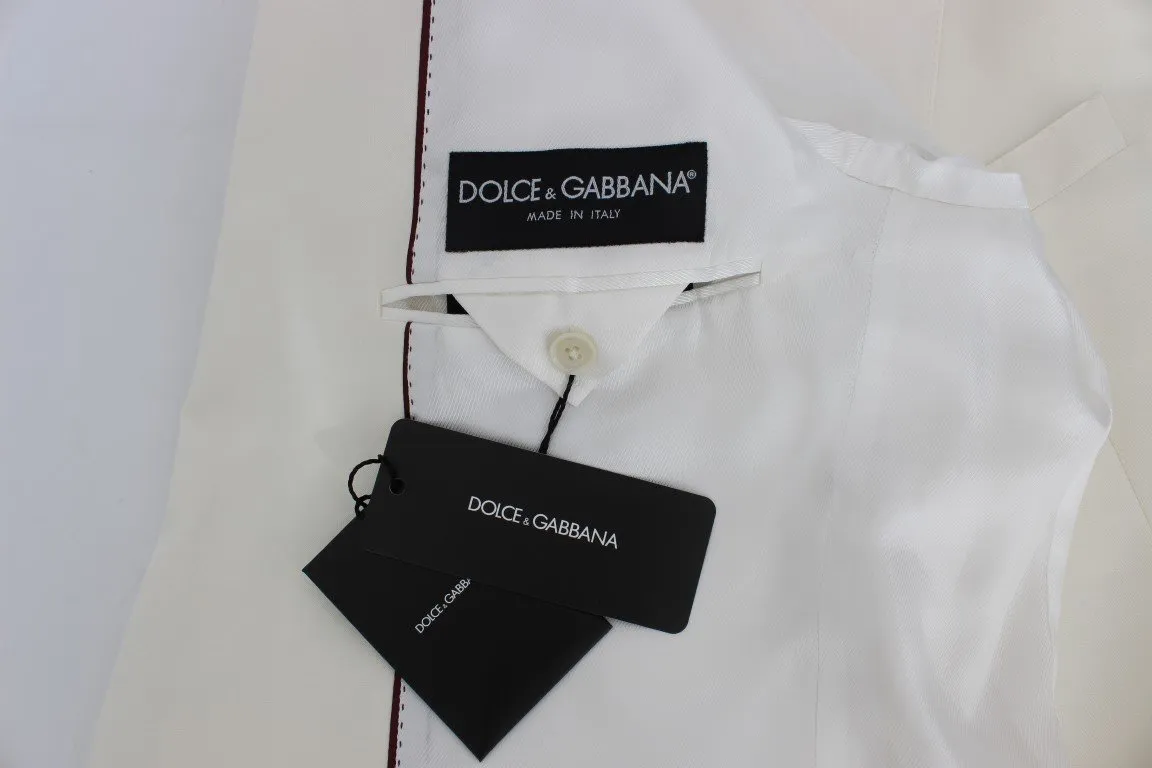 White Silk Wool Slim Fit One Button Suit