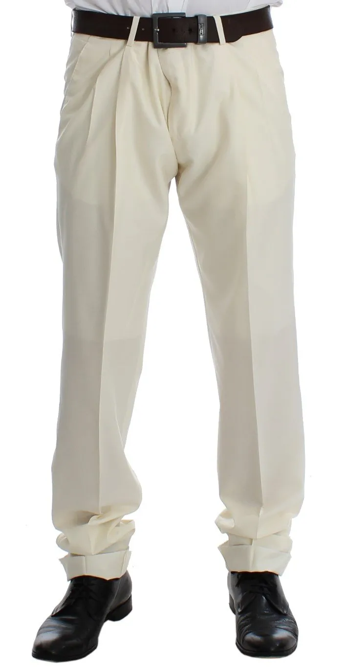 White Silk Wool Slim Fit One Button Suit