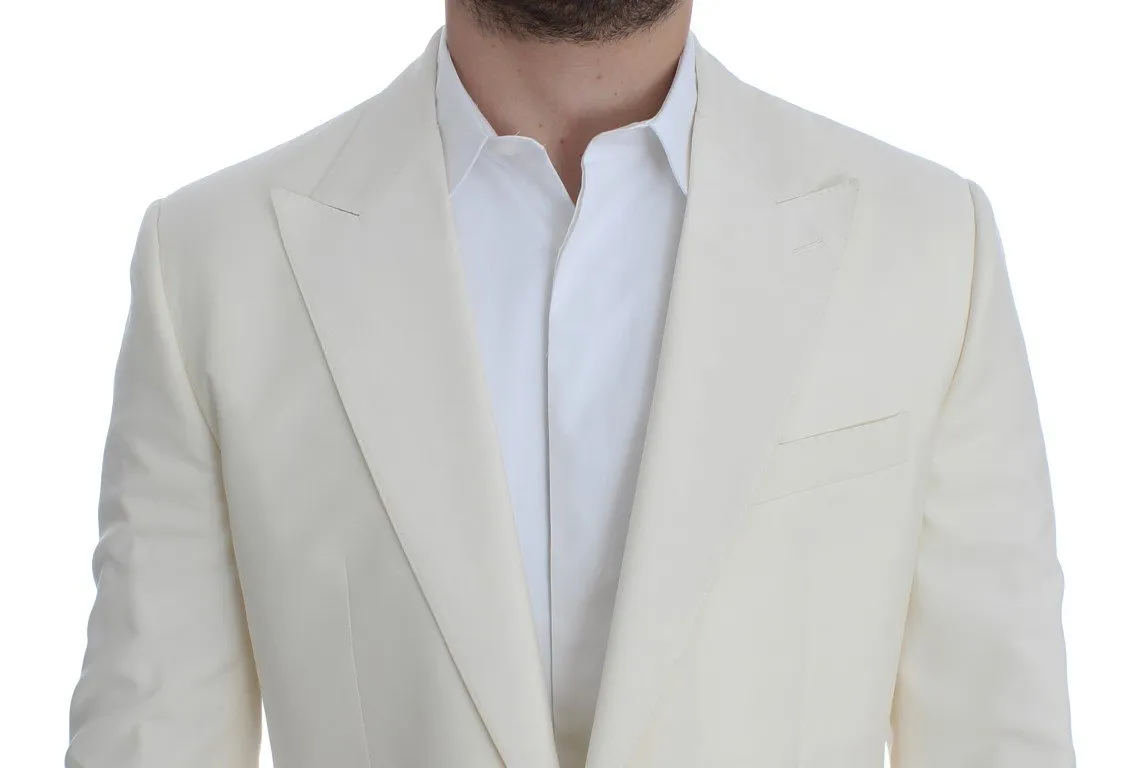 White Silk Wool Slim Fit One Button Suit