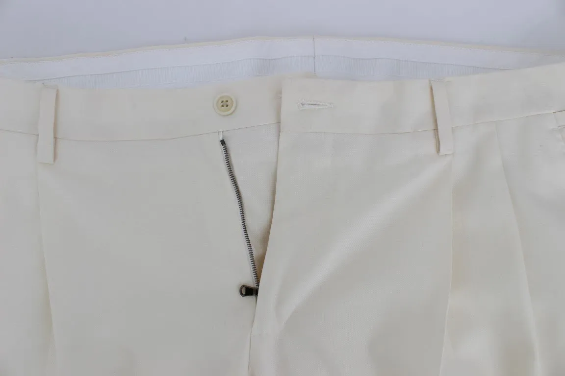 White Silk Wool Slim Fit One Button Suit