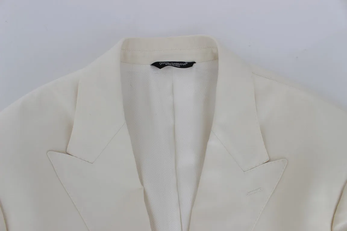 White Silk Wool Slim Fit One Button Suit