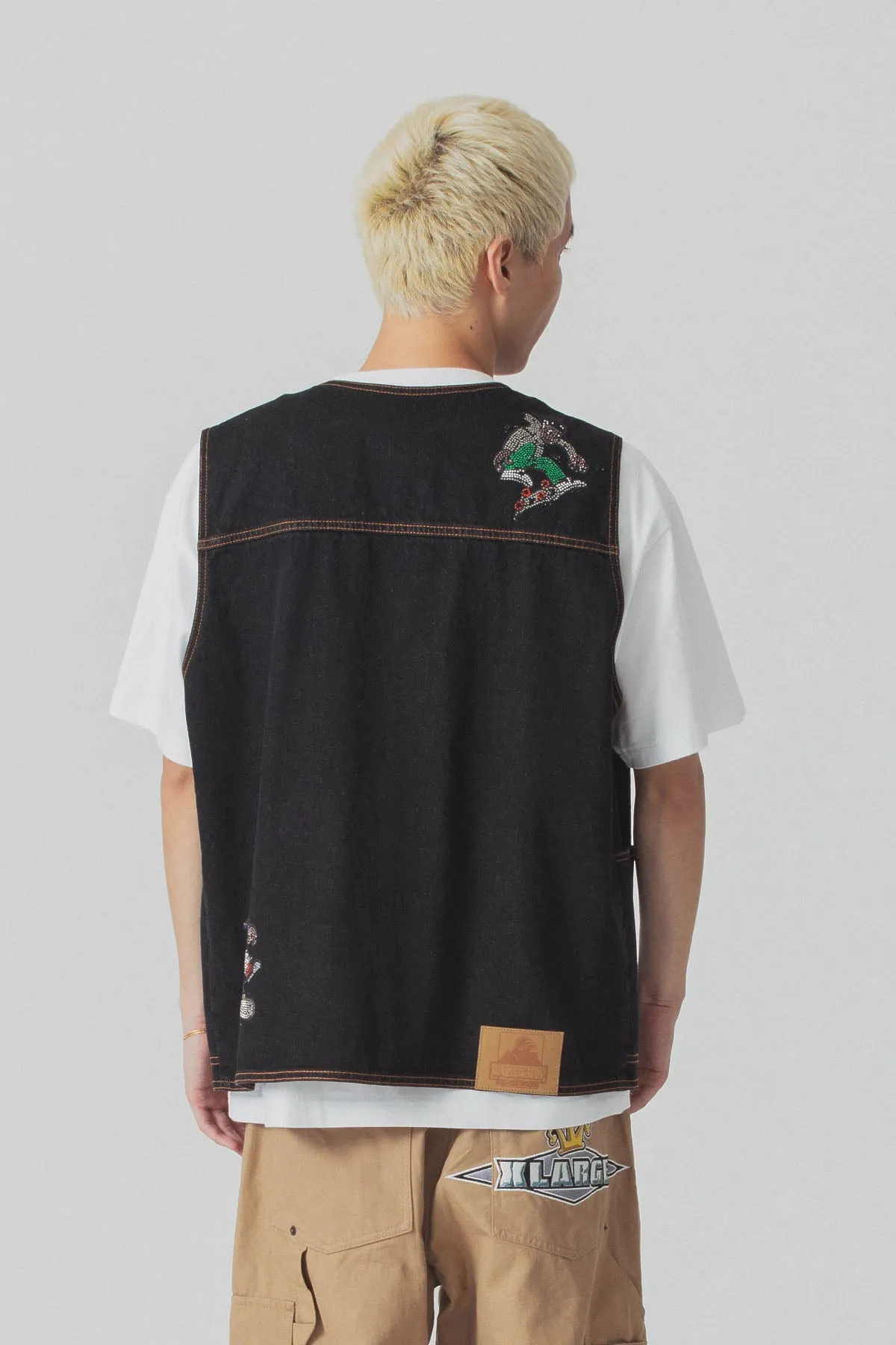 XLARGE x CSC DENIM VEST - BLACK