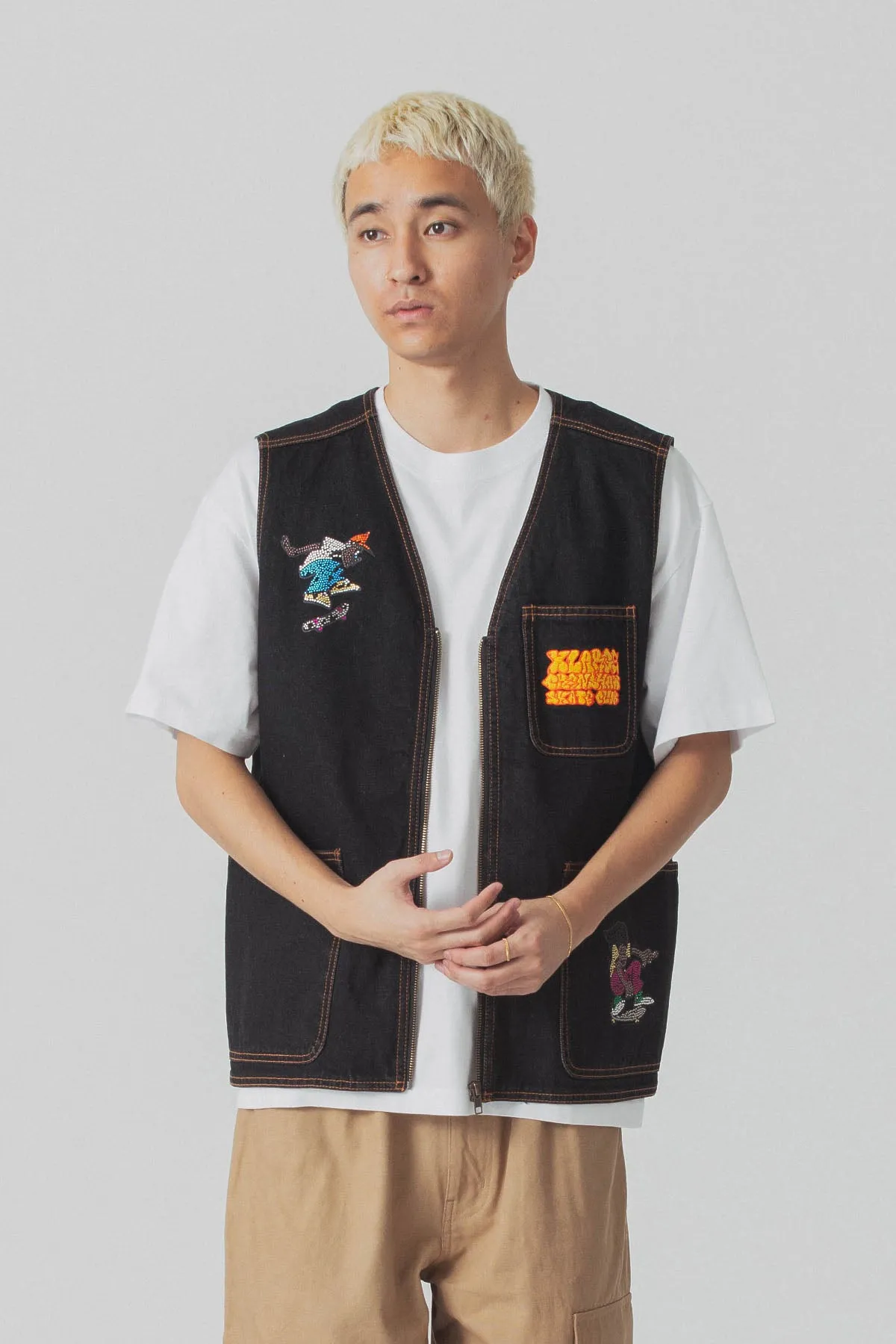 XLARGE x CSC DENIM VEST - BLACK