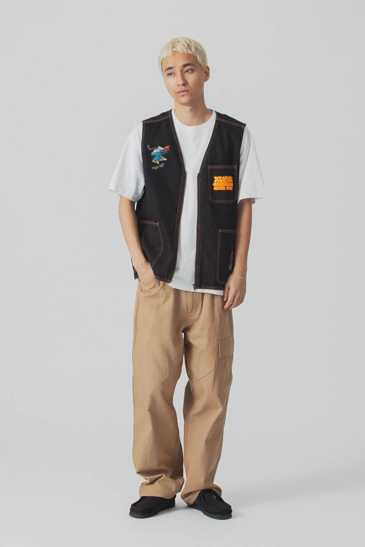 XLARGE x CSC DENIM VEST - BLACK