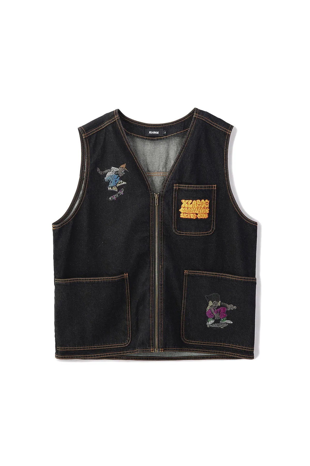 XLARGE x CSC DENIM VEST - BLACK