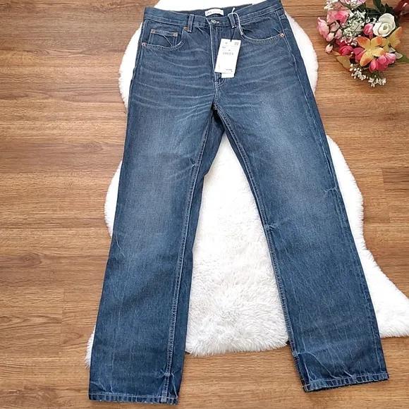 Zara High Rise Straight Leg Jean