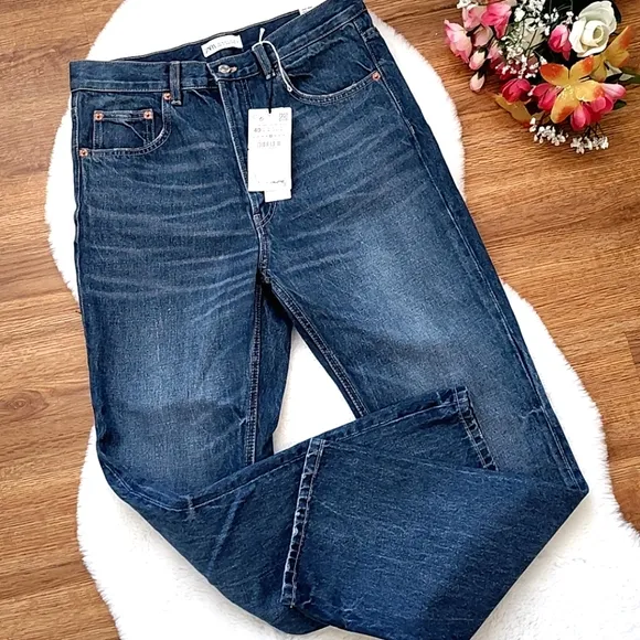Zara High Rise Straight Leg Jean