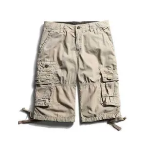 Zip Fly Flap Pockets Cargo Pants - Khaki 34